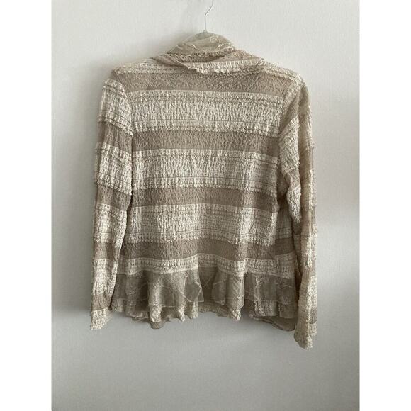 IC Collection Connie K Cardigan Ruffle Ivory Lace Button Lagenlook Boho Fairy M - Picture 9 of 13